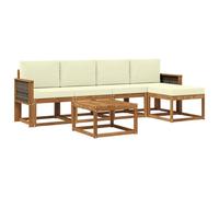 vidaXL Set di divani da esterno 6 pcs Naturale e Crema Poliestere, Divano da giardino, set moderno per esterni, arredo patio resistente, divano alla moda per il terrazzo