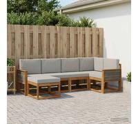 vidaXL Set di divani da esterno 6 pcs Naturale e Grigio Chiaro