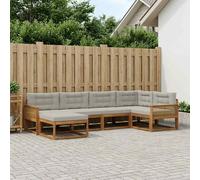 vidaXL Set di divani da esterno 6 pcs Naturale e Grigio chiaro