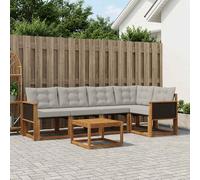 vidaXL Set di divani da esterno 6 pcs Naturale e Grigio Chiaro