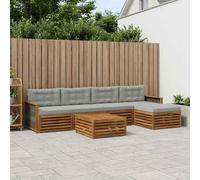 vidaXL Set di divani da esterno 6 pcs Naturale e Grigio Chiaro, Divano da esterno, arredo moderno per giardino, set sezionale resistente per lounge e terrazzo