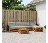 vidaXL Set di divani da esterno 6 pcs Naturale e Grigio Chiaro, Divano da patio, set moderno, resistente agli agenti atmosferici, lounge da giardino, comodo per spazi relax
