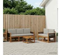 vidaXL Set di divani da esterno 6 pcs Naturale e Grigio Chiaro