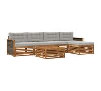 vidaXL Set di divani da esterno 6 pcs Naturale e Grigio Chiaro, Divano da esterno, arredo moderno per giardino, set sezionale resistente per lounge e terrazzo