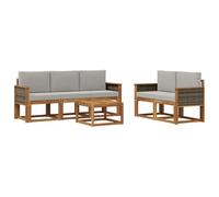 vidaXL Set di divani da esterno 6 pcs Naturale e Grigio Chiaro, Divano da esterno, mobili modulari, set per patio, sedute da giardino robuste per il comfort sulla terrazza