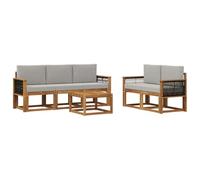 vidaXL Set di divani da esterno 6 pcs Naturale e Grigio Chiaro, Divano da esterno, mobili modulari, set per patio, sedute da giardino robuste per il comfort sulla terrazza