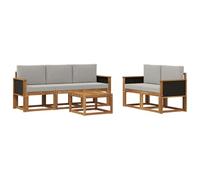 vidaXL Set di divani da esterno 6 pcs Naturale e Grigio Chiaro, Divano da esterno, mobili modulari, set per patio, sedute da giardino robuste per il comfort sulla terrazza
