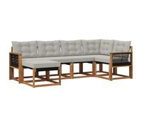 vidaXL Set di divani da esterno 6 pcs Naturale e Grigio Chiaro, Set di divani moderni per esterni, mobili da giardino alla moda, collezione resistente per il patio