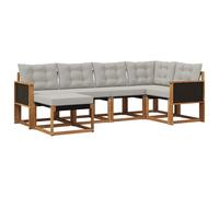 vidaXL Set di divani da esterno 6 pcs Naturale e Grigio Chiaro, Set di divani moderni per esterni, mobili da giardino alla moda, collezione resistente per il patio