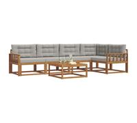 vidaXL Set di divani da esterno 6 pcs Naturale e Grigio Chiaro, Set di mobili da esterno moderno, divano resistente agli agenti atmosferici, sezionale elegante per il giardino