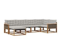 vidaXL Set di divani da esterno 6 pcs Naturale e Grigio Chiaro, Set di divani da giardino, lounge moderna, mobili resistenti, seduta in legno acacia, facile da pulire per esterni