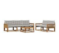 vidaXL Set di divani da esterno 6 pcs Naturale e Grigio Chiaro, Set Divano da Giardino, Mobili Moderni, Lounge Resistente e Seduta Confortevole per Tutti
