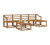 vidaXL Set di divani da esterno 6 pcs Naturale, Set da giardino, divano in acacia moderno, robusto angolare all'aperto, divano elegante per il patio