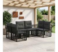 vidaXL Set di divani da esterno 6 pcs Nero e Grigio scuro Poliestere