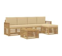 vidaXL Set di divani da esterno, 6 pezzi, beige, 59 x 59 x 37 cm, mobili da giardino, divano moderno per esterni, set sezionale, comode amache per la terrazza