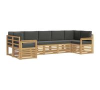 vidaXL Set di divani da esterno 6 pezzi bianco e antracite 304 x 128,5 x 73 cm, divano moderno per esterni in legno di acacia, set da salotto durevole per giardino e area piscina