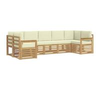 vidaXL Set di divani da esterno 6 pezzi bianco e crema 304 x 128,5 x 73 cm, divano moderno per esterni in legno acacia, set salotto durevole per giardino e area piscina