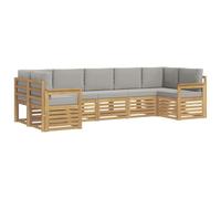 vidaXL Set di divani da esterno 6 pezzi bianco e grigio chiaro 304 x 128,5 x 73 cm, divano da esterno moderno in legno di acacia, set salotto durevole per giardino e area piscina