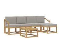 vidaXL Set di divani da esterno, 6 pezzi, bianco e grigio chiaro, divano da giardino, set moderno, mobili da esterno durevole, elegante seduta per terrazze, lounge contemporanea