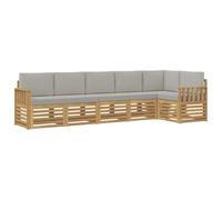 vidaXL Set di divani da esterno, 6 pezzi, bianco e grigio chiaro, divano moderno da giardino, comodo set da patio, mobili sezionali per terrazza e lounge