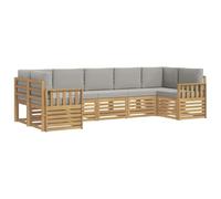 vidaXL Set di divani da esterno, 6 pezzi, bianco e grigio chiaro, divano moderno in legno di acacia, set durevole per giardino, mobili modulari per patio e piscina