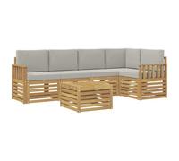 vidaXL Set di divani da esterno, 6 pezzi, bianco e grigio chiaro, mobili da giardino, divano componibile moderno, sedie per esterni, terrazza e patio per rilassarsi