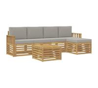 vidaXL Set di divani da esterno, 6 pezzi, bianco e grigio chiaro, mobili da giardino, divano moderno per esterni, set sezionale, comode amache per la terrazza