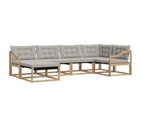 vidaXL Set di divani da esterno, 6 pezzi, bianco e grigio chiaro, set di divani da giardino, mobili da patio moderni, resistenti e facili da pulire, rilassarsi