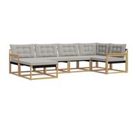vidaXL Set di divani da esterno, 6 pezzi, bianco e grigio chiaro, set di divani da giardino, mobili da patio moderni, resistenti e facili da pulire, rilassarsi