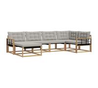 vidaXL Set di divani da esterno, 6 pezzi, bianco e grigio chiaro, set di divani da giardino, mobili da patio moderni, resistenti e facili da pulire, rilassarsi