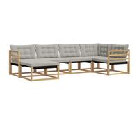 vidaXL Set di divani da esterno, 6 pezzi, bianco e grigio chiaro, set di divani da giardino, mobili da patio moderni, resistenti e facili da pulire, rilassarsi