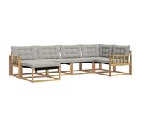 vidaXL Set di divani da esterno, 6 pezzi, bianco e grigio chiaro, set di divani da giardino, mobili da patio moderni, resistenti e facili da pulire, rilassarsi