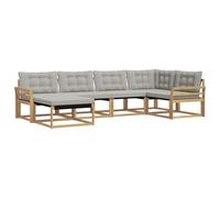 vidaXL Set di divani da esterno, 6 pezzi, bianco e grigio chiaro, set di divani da giardino, mobili da patio moderni, resistenti e facili da pulire, rilassarsi
