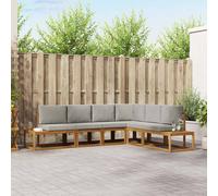 vidaXL Set di divani da esterno 6 Pezzo Grigio Naturale e Chiaro, Set per vivere all'aperto, divano modulare moderno, mobili da giardino robusti, lounge in terrazza, comfort per il tuo relax