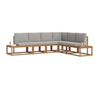 vidaXL Set di divani da esterno 6 Pezzo Grigio Naturale e Chiaro, Set per vivere all'aperto, divano modulare moderno, mobili da giardino robusti, lounge in terrazza, comfort per il tuo relax