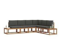 vidaXL Set di divani da esterno 6 Pezzo Naturale e Antracite, Set per vivere all'aperto, divano modulare moderno, mobili da giardino robusti, lounge in terrazza, comfort per il tuo relax