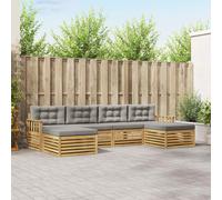 vidaXL Set di divani da esterno 6 pz Bianco e Grigio Chiaro