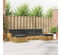 vidaXL Set di divani da esterno 6 pcs Bianco e Antracite, Set di divani in legno di acacia, design modulare per esterni, comodi per il patio e giardino