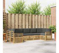 vidaXL Set di divani da esterno, 6 pezzi, bianco e antracite, divano moderno in legno di acacia, set durevole per giardino, mobili modulari per patio e piscina