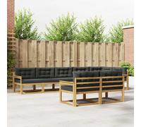 vidaXL Set di divani da esterno 6 pcs Bianco e Antracite Poliestere, Divano in legno di acacia, set lounge moderno, arredo giardino resistente, comodo per patio e bordo piscina