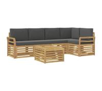 vidaXL Set di divani da esterno 6 pz Bianco e Antracite Poliestere