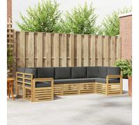 vidaXL Set di divani da esterno 6 pezzi bianco e antracite 304 x 128,5 x 73 cm, divano moderno per esterni in legno di acacia, set da salotto durevole per giardino e area piscina