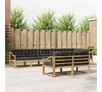 vidaXL Set di divani da esterno 6 pcs Bianco e Antracite Poliestere, Divano in legno di acacia, set lounge moderno, arredo giardino resistente, comodo per patio e bordo piscina