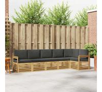 vidaXL Set divano da esterno 6 pezzi bianco e antracite 306 x 128,5 x 73 cm, giardino, divano moderno da esterno, mobili per camera d'angolo, terrazza salotto, accogliente area salotto