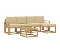 vidaXL Set di divani da esterno con cuscino 6 pcs Bianco e Beige, Divano da giardino, set moderno per esterni, arredo patio resistente, divano alla moda per il terrazzo