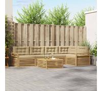 vidaXL Set di divani da esterno 6 pcs Bianco e Beige 79 x 79 x 37 cm, Divano Sezionale da Patio, Set Lounge Moderno, Mobili da Giardino Resistenti, Comodo per il Tuo Terrazzo