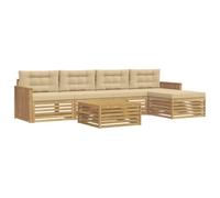 vidaXL Set di divani da esterno 6 pz Bianco e Beige Poliestere