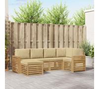 vidaXL Set di divani da esterno 6 pz Bianco e Beige Poliestere