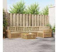 vidaXL Set di divani da esterno 6 pz Bianco e Beige Poliestere