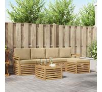 vidaXL Set divano da esterno 6 pezzi bianco e beige 59 x 59 x 37 cm poliestere, mobili da giardino, divano moderno esterno, set sezionale, terrazza lounge, seduta comoda